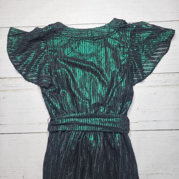 ModCloth Your Time to Shine Maxi Dress Emerald Green Black Metallic Stripe Small - Picture 6 of 11